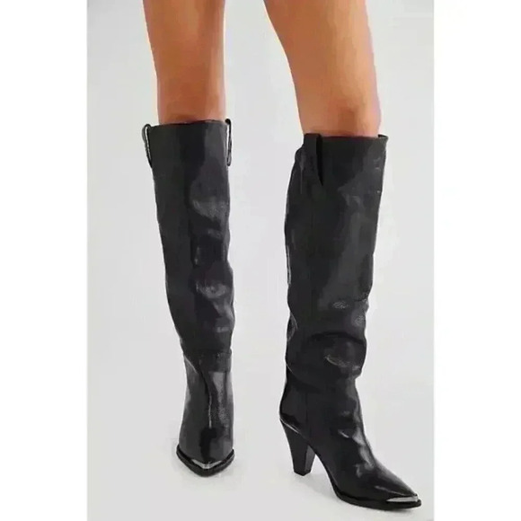 NEW FREE PEOPLE STEVIE BOOT IN BLACK LEATHER - Picture 3 of 5